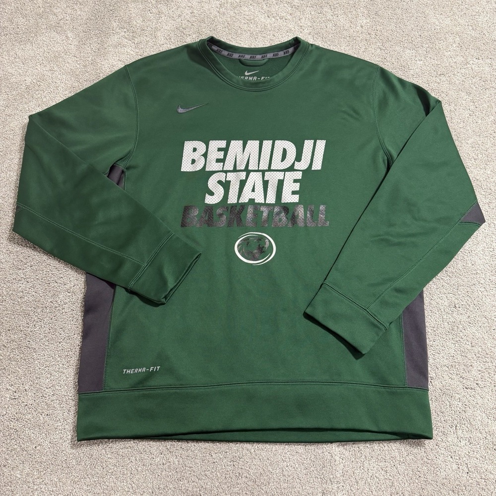 Nike Bemidji State Beavers Basketball Sweatshirt Mens L Green Pullover Crewneck